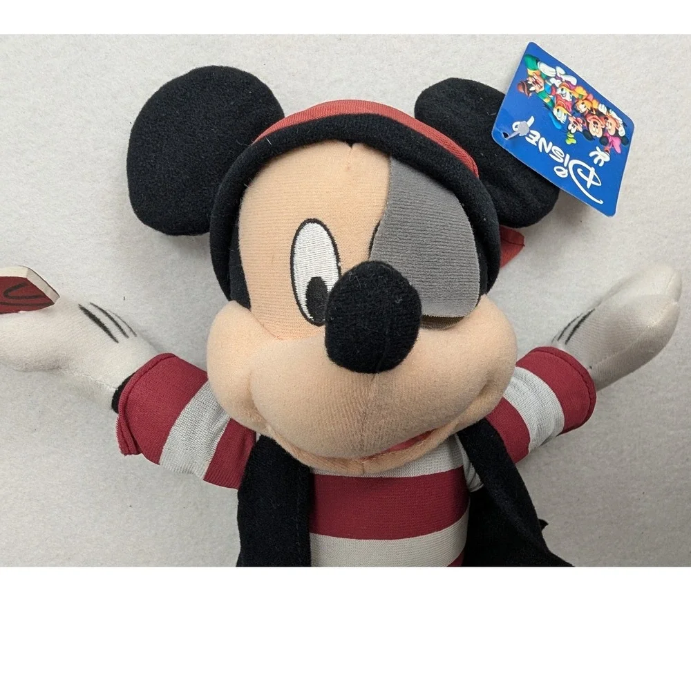 Disney Mickey Mouse Pirate Plush Toy Factory Red Bandana Eye Patch Small